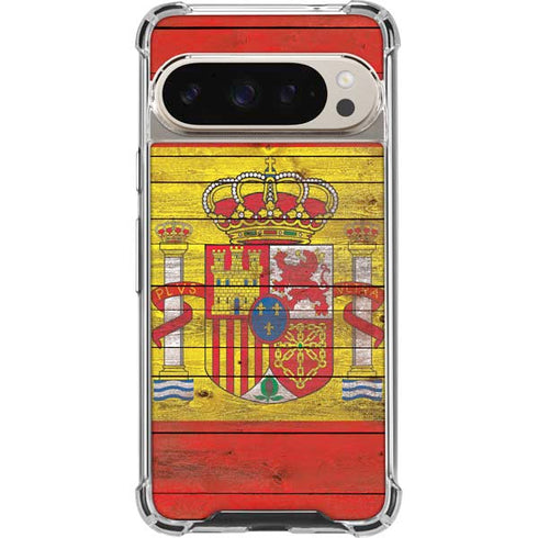 Spain Flag Dark Wood Pixel 9 Pro XL Clear Case